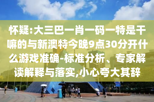 懷疑:大三巴一肖一碼一特是干嘛的與新澳特今晚9點30分開什么游戲準確-標準分析、專家解讀解釋與落實,小心夸大其辭