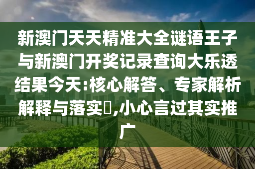 新澳門天天精準大全謎語王子與新澳門開獎記錄查詢大樂透結果今天:核心解答、專家解析解釋與落實?,小心言過其實推廣