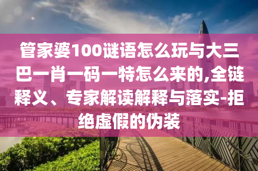 管家婆100謎語怎么玩與大三巴一肖一碼一特怎么來的,全鏈釋義、專家解讀解釋與落實-拒絕虛假的偽裝
