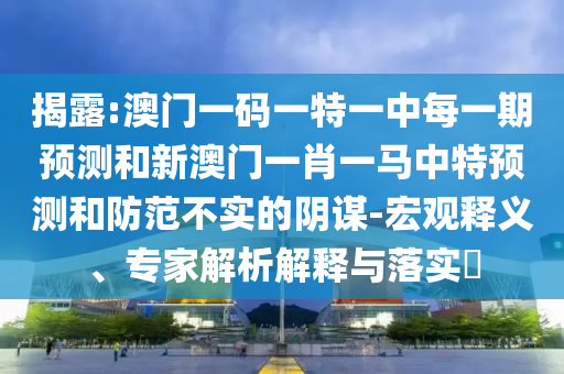 揭露:澳門一碼一特一中每一期預測和新澳門一肖一馬中特預測和防范不實的陰謀-宏觀釋義、專家解析解釋與落實?