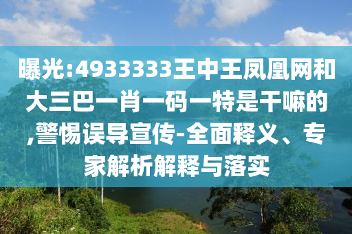曝光:4933333王中王鳳凰網(wǎng)和大三巴一肖一碼一特是干嘛的,警惕誤導(dǎo)宣傳-全面釋義、專家解析解釋與落實