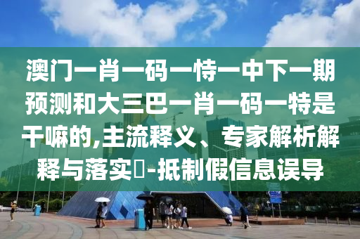 澳門一肖一碼一恃一中下一期預測和大三巴一肖一碼一特是干嘛的,主流釋義、專家解析解釋與落實?-抵制假信息誤導