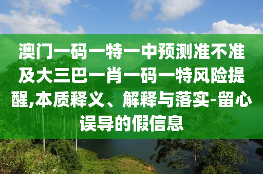澳門一碼一特一中預測準不準及大三巴一肖一碼一特風險提醒,本質釋義、解釋與落實-留心誤導的假信息