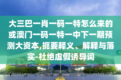 大三巴一肖一碼一特怎么來的或澳門一碼一特一中下一期預(yù)測(cè)大資本,扼要釋義、解釋與落實(shí)-杜絕虛假誘導(dǎo)詞