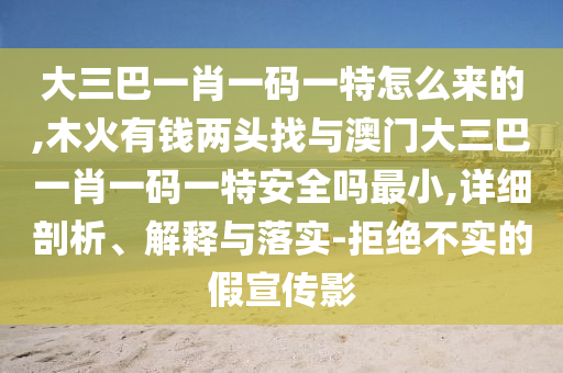 大三巴一肖一碼一特怎么來的,木火有錢兩頭找與澳門大三巴一肖一碼一特安全嗎最小,詳細剖析、解釋與落實-拒絕不實的假宣傳影