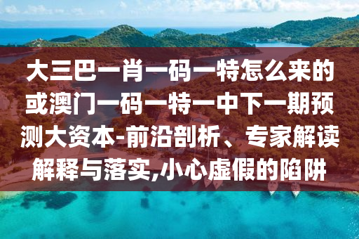 大三巴一肖一碼一特怎么來的或澳門一碼一特一中下一期預測大資本-前沿剖析、專家解讀解釋與落實,小心虛假的陷阱