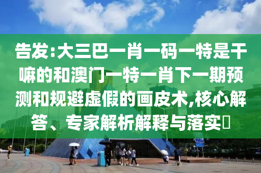 告發(fā):大三巴一肖一碼一特是干嘛的和澳門(mén)一特一肖下一期預(yù)測(cè)和規(guī)避虛假的畫(huà)皮術(shù),核心解答、專家解析解釋與落實(shí)?