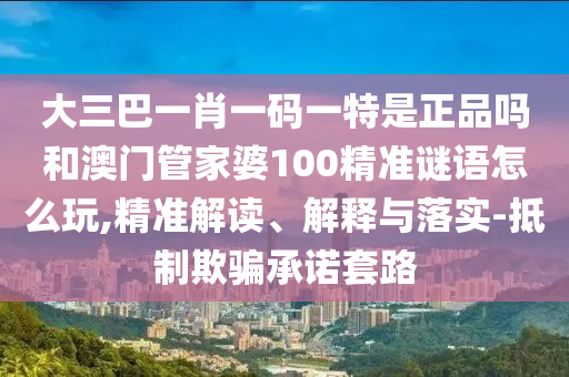 大三巴一肖一碼一特是正品嗎和澳門管家婆100精準謎語怎么玩,精準解讀、解釋與落實-抵制欺騙承諾套路