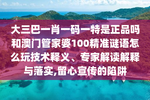 大三巴一肖一碼一特是正品嗎和澳門管家婆100精準謎語怎么玩技術釋義、專家解讀解釋與落實,留心宣傳的陷阱