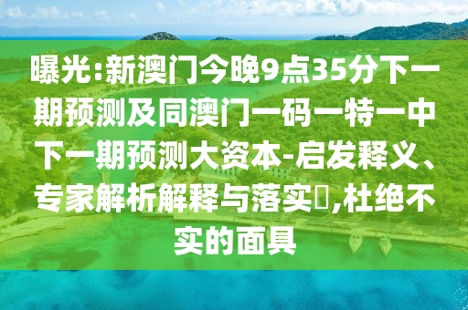 曝光:新澳門今晚9點(diǎn)35分下一期預(yù)測(cè)及同澳門一碼一特一中下一期預(yù)測(cè)大資本-啟發(fā)釋義、專家解析解釋與落實(shí)?,杜絕不實(shí)的面具