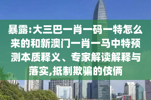 暴露:大三巴一肖一碼一特怎么來的和新澳門一肖一馬中特預(yù)測本質(zhì)釋義、專家解讀解釋與落實,抵制欺騙的伎倆