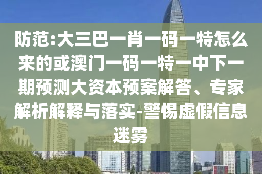 防范:大三巴一肖一碼一特怎么來的或澳門一碼一特一中下一期預測大資本預案解答、專家解析解釋與落實-警惕虛假信息迷霧