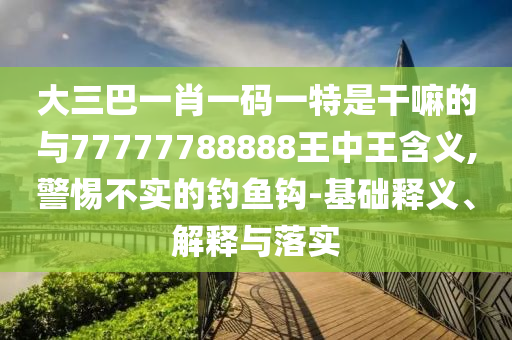 大三巴一肖一碼一特是干嘛的與77777788888王中王含義,警惕不實(shí)的釣魚鉤-基礎(chǔ)釋義、解釋與落實(shí)