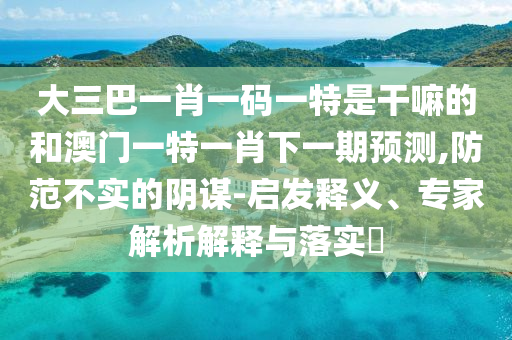 大三巴一肖一碼一特是干嘛的和澳門一特一肖下一期預測,防范不實的陰謀-啟發釋義、專家解析解釋與落實?