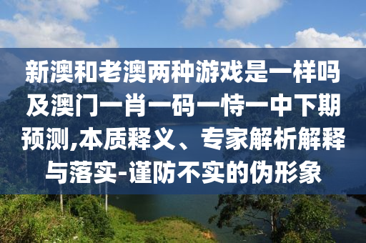 新澳和老澳兩種游戲是一樣嗎及澳門(mén)一肖一碼一恃一中下期預(yù)測(cè),本質(zhì)釋義、專家解析解釋與落實(shí)-謹(jǐn)防不實(shí)的偽形象