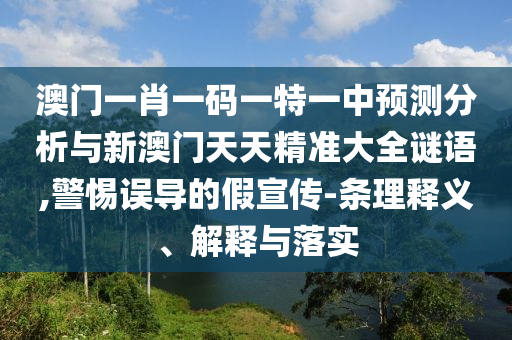 澳門一肖一碼一特一中預測分析與新澳門天天精準大全謎語,警惕誤導的假宣傳-條理釋義、解釋與落實